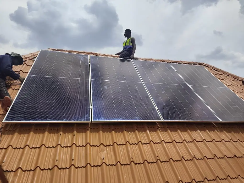 Rooftop solar panels installed in Uganda