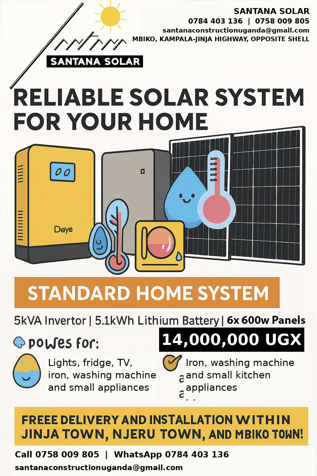 Complete home solar system package Uganda