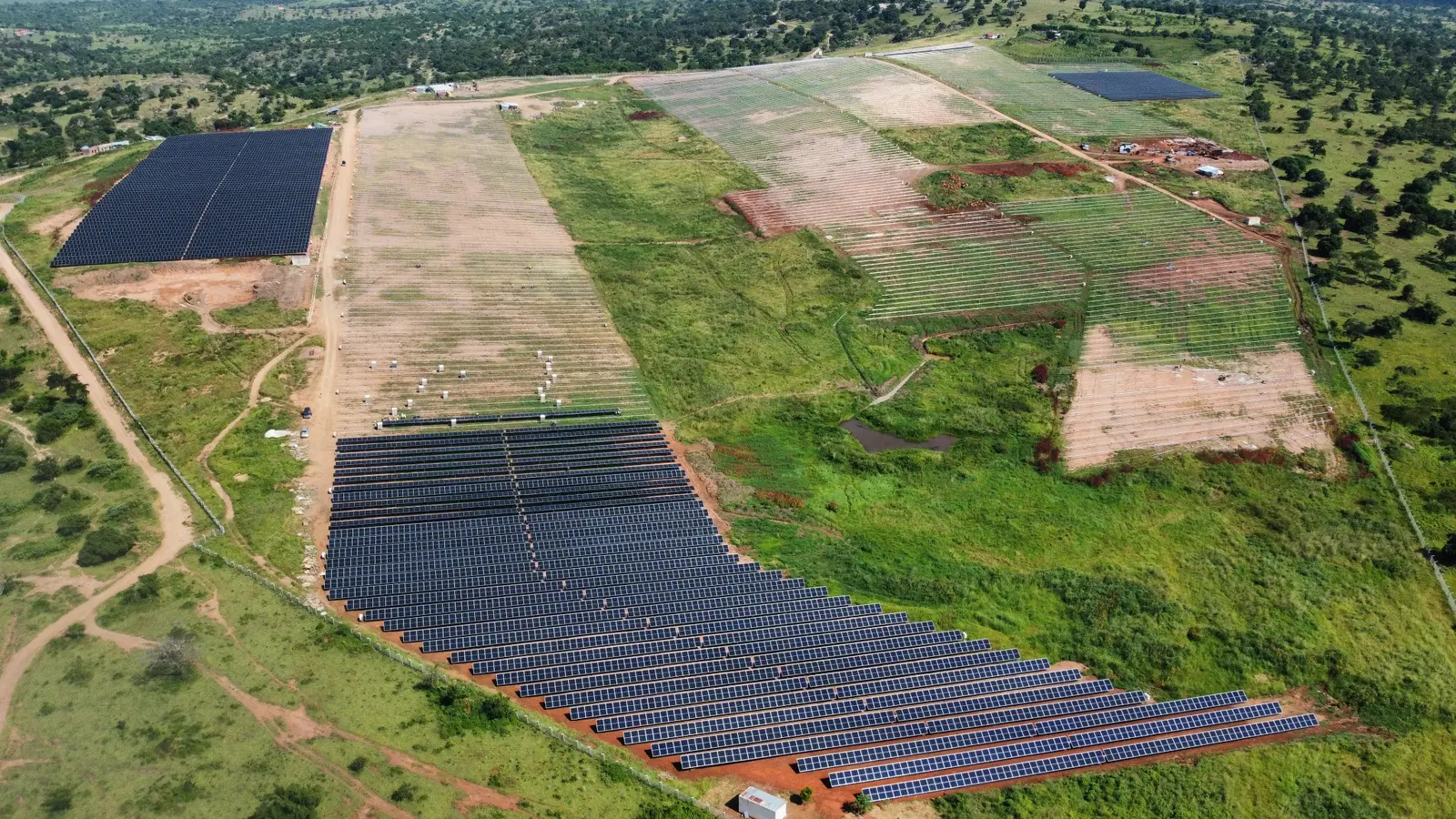 Utility-scale photovoltaic solar plant under construction in Africa